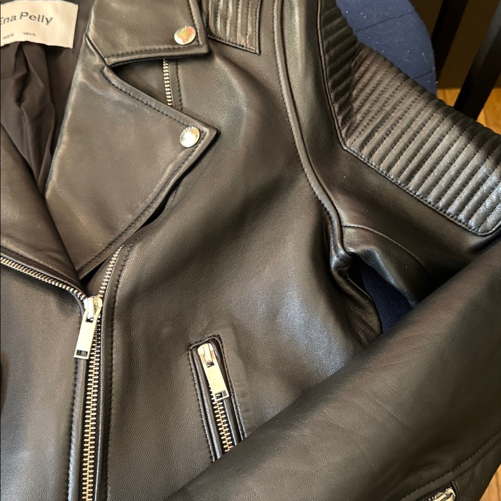 Ena Pelly Black Biker Leather Jacket - Picture 3 of 4